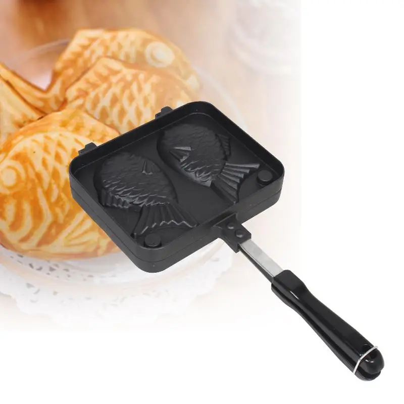 Taiyaki Japanese Fish-Shaped Bakeware Waffle Pan Maker 2 Cast Home Cake Tools