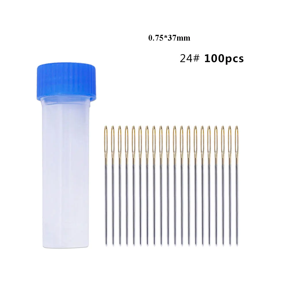 500/1000PCS 34/37/40MM Large Eye Needles Leather Sewing Needle Gold Needle Embroidery Tapestry Hand Sewing Accessories