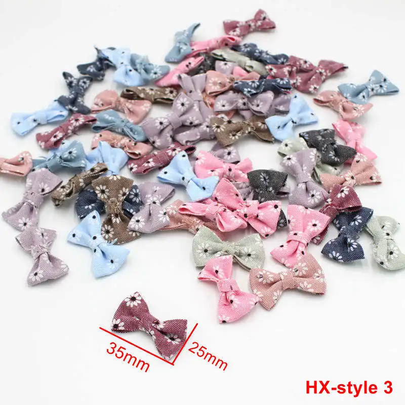 30Pcs/lot Fabric Small Ribbon Bows for DIY Craft Supplie Headwear Garment Doll Toys Applique Accessories Bowknots Wedding Decor