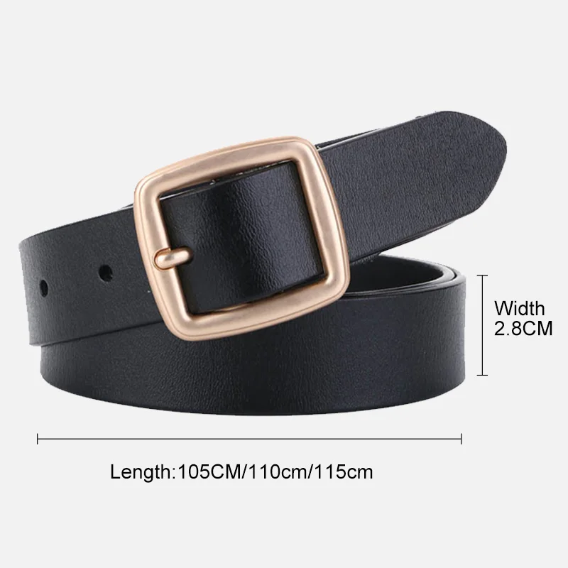 Zency Women Belts Luxury Brand 100% Genuine Leather High Quality Fashion Pin Buckle Waist Belt For Jeans Black White Brown