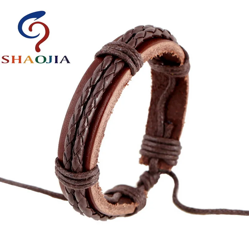 SHAOJIA 2026 New Fashion Charm Leather Anchor Bracelets For Men Popular Bangle Handmade Leather Bracelets Adjustable Bracelets !