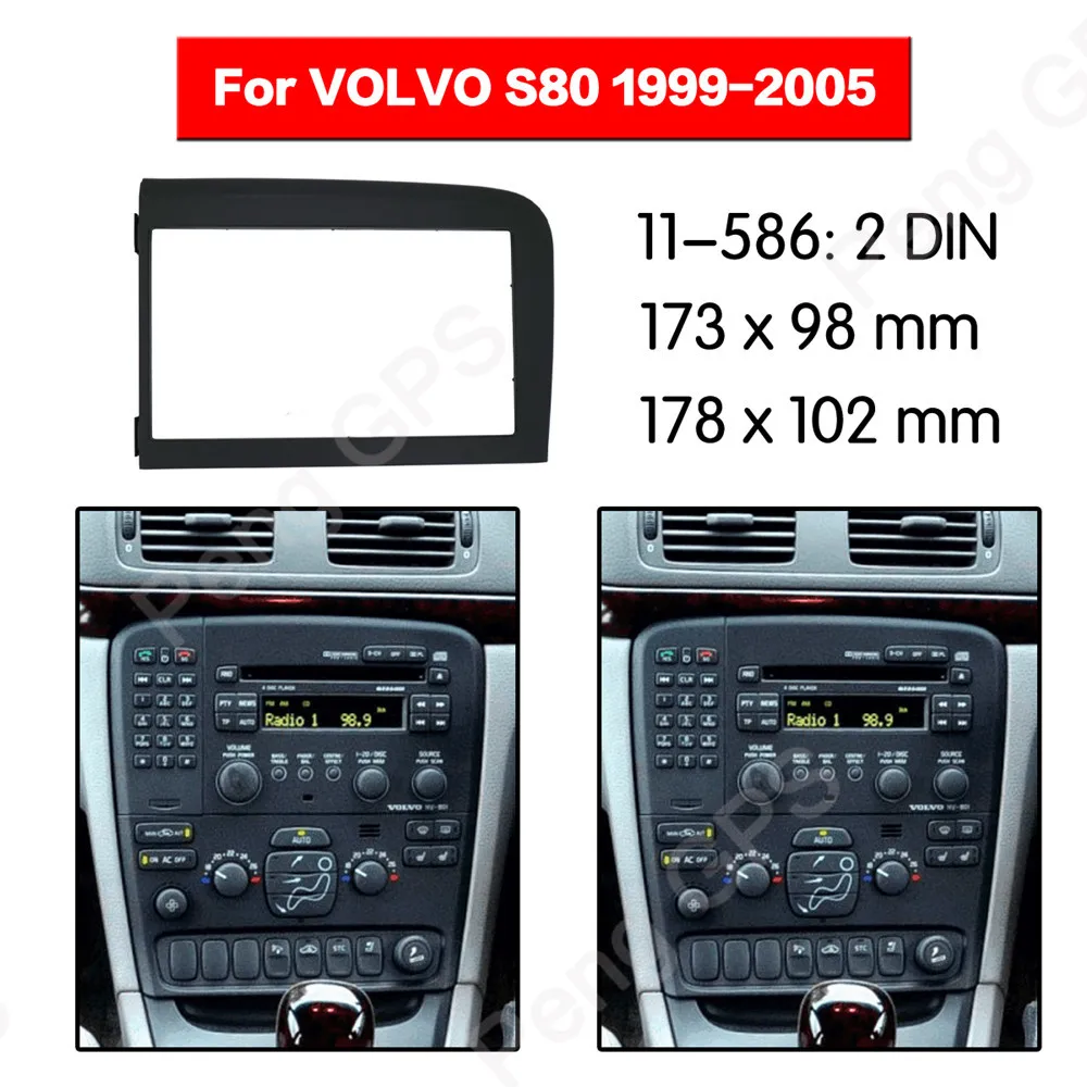 2 DIN Car Radio stereo Fitting installation Trim Kit adapter fascia For VOLVO S80 1999 2000 2001 2002 2003 2004 2005 frame Audio