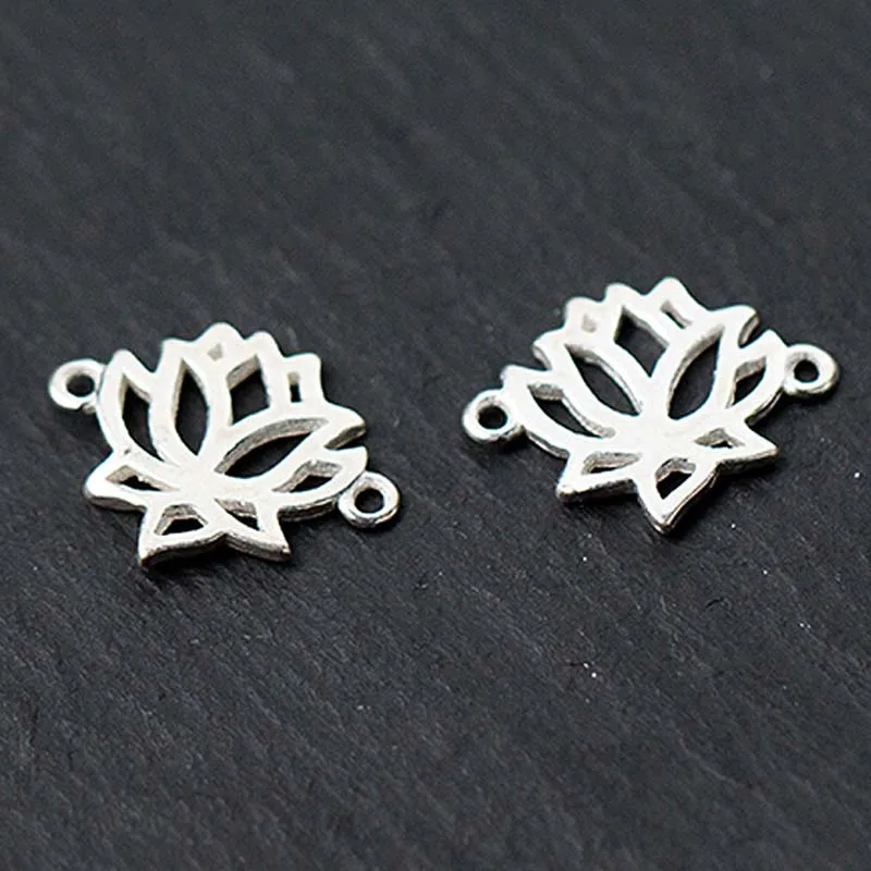 1pc 100%925 Sterling Silver Hollow Craft Lotus Connectors Charm Pendant Beads Fit Women Bracelets Necklace DIY Jewelry Making