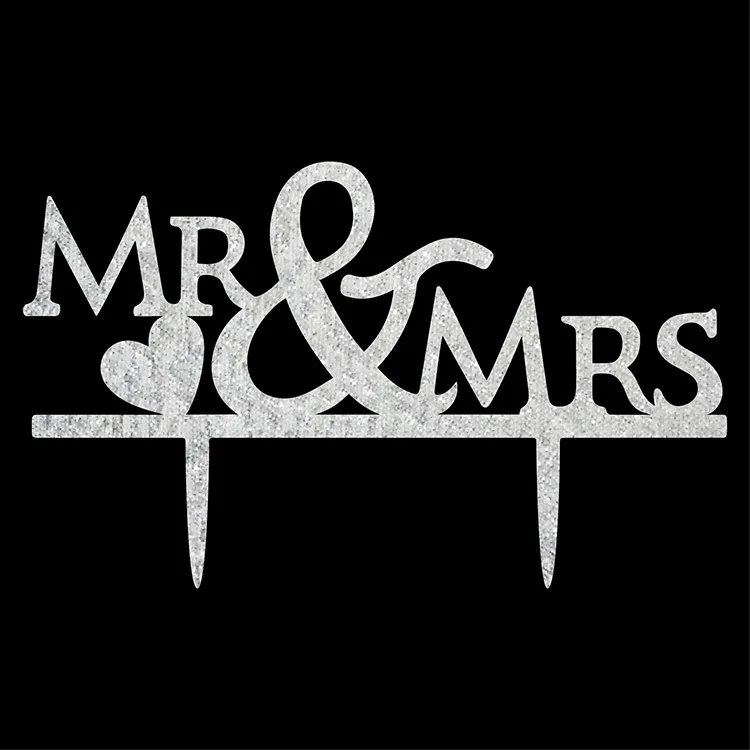 Acrylic Cake Flag Topper Mr & Mrs Cake Flags For Wedding Anniversary Party Cake Decor Hot Sale