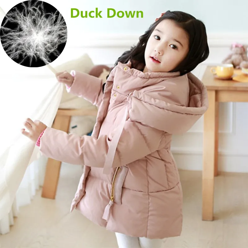 New 2024 Winter Warm 3 4 6 8 10 12 Years Children Long Parkas Kids Princess Thicken Padded Coat Duck Down Jacket For Baby Girls