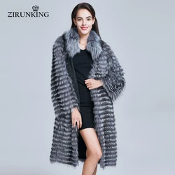 ZIRUNKING Genuine Women Real Fur Coats Real Silver Fox For Lady Natural Fur Female Clothes Autumn Warm Luxury Overcoat ZC1727