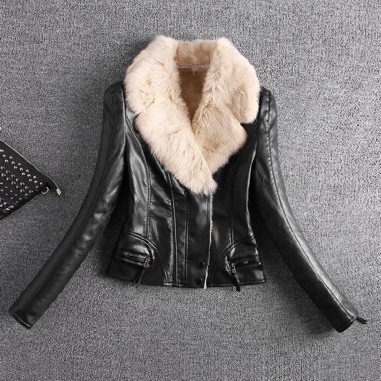 

4XL Fur Collar Winter Jacket Women Long PU Leather Coat Thick Warm Parka Female Slim Snow Wear Outwear