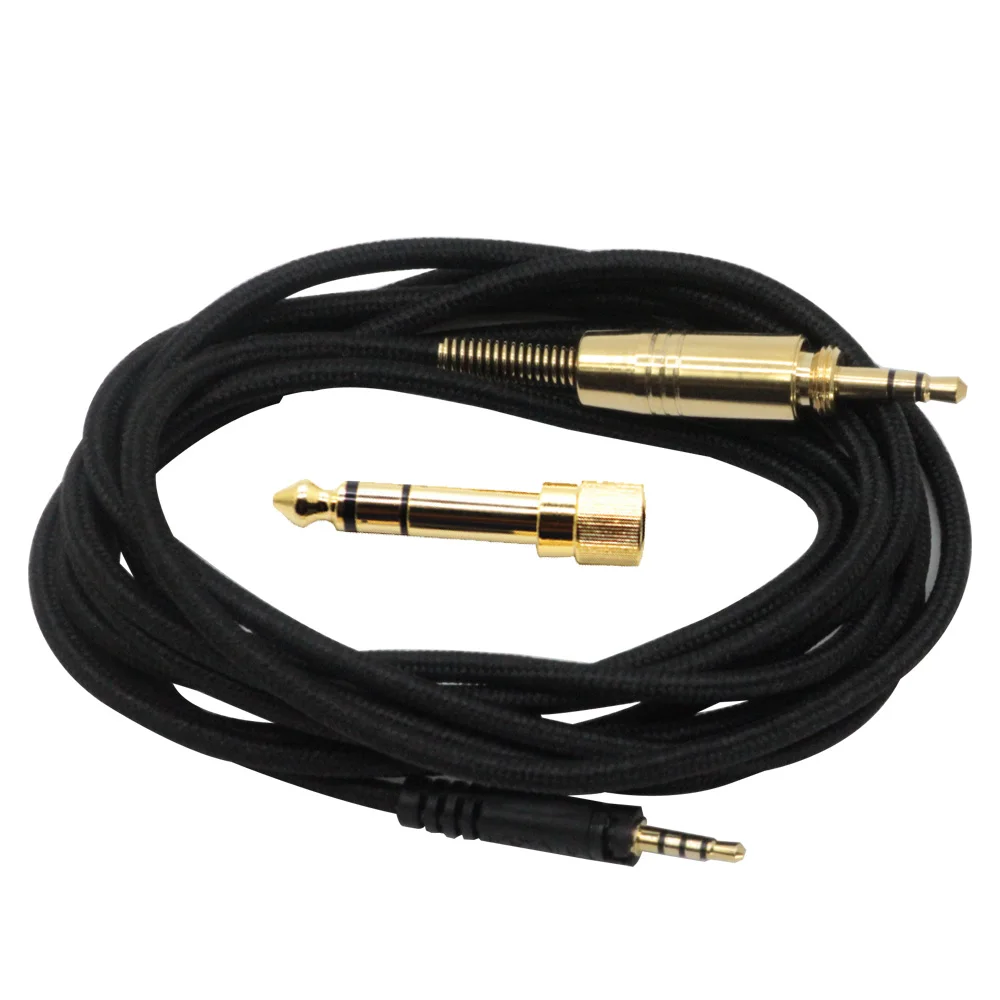 Poyatu cabo de reparo para sennheiser hd1 hd 1 na orelha sobre a orelha sem fio bluetooth cabos de fones de ouvido com fio com adaptador de 6.35mm
