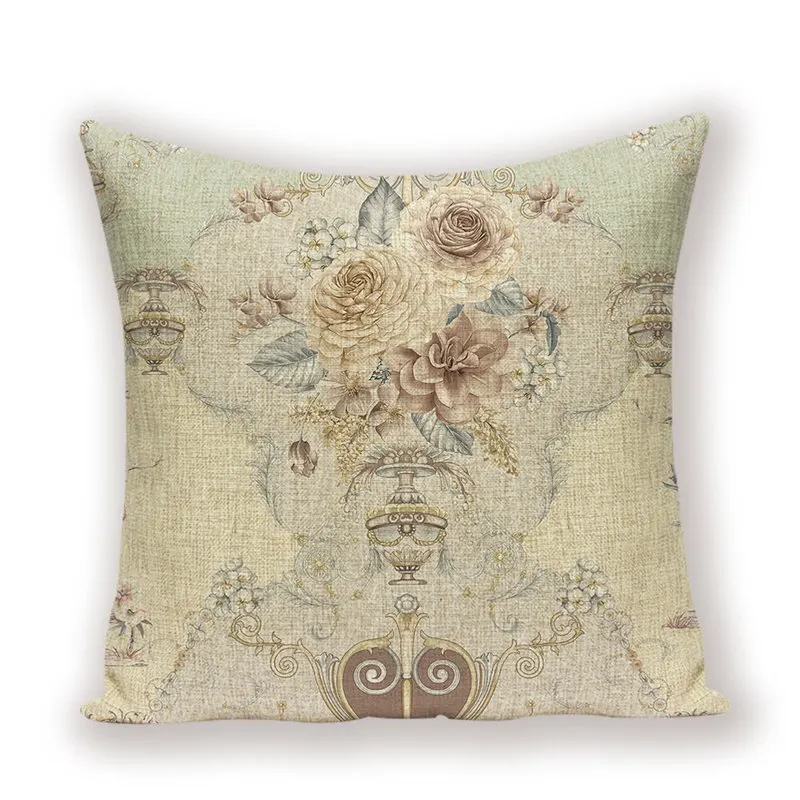 Nordic Decoration Home Blue Yellow Cushion Cover Flower Floral Living Room Cushions Custom Quality Flax Pillow Case 45 * 45