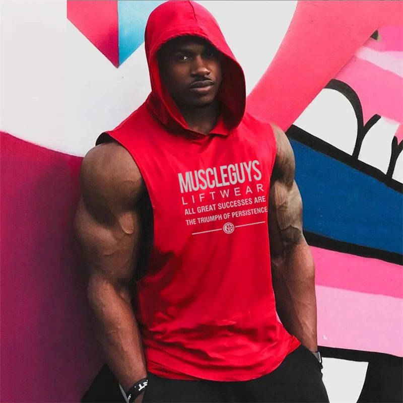 

Liftwear от Muscleguys, рубашка без рукавов с капюшоном, фирменная одежда для спортзала, Мужская одежда для фитнеса, бодибилдинга, мужские майки, топы, майки