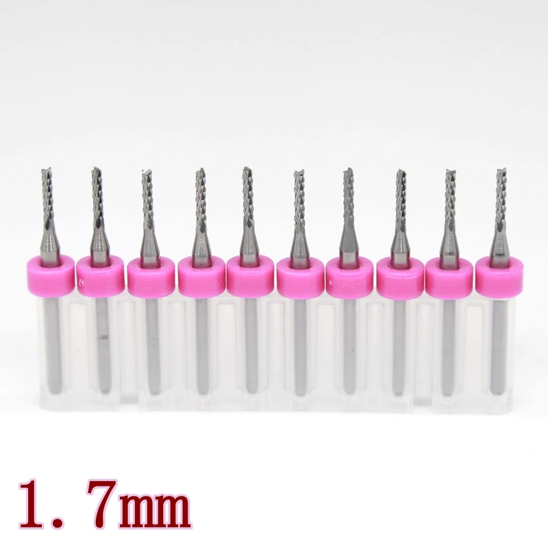Fresa de madeira 1.6mm 1.7mm pcb, fresa de carboneto de tungstênio, dovetail, 10 peças