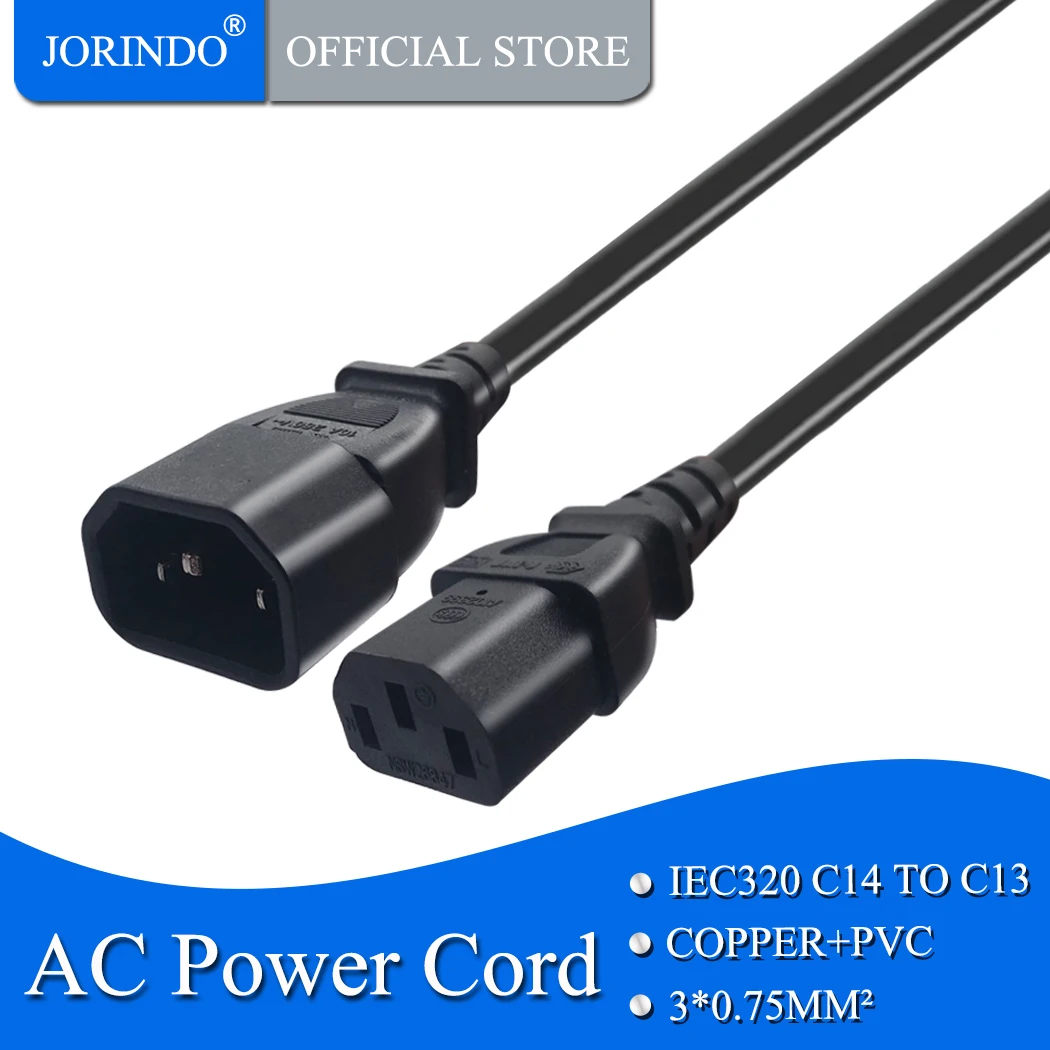 JORINDO 2.5 M/8.2FT IEC320 C14 OM C13 Power Verlengkabel, C13 vrouwelijke om C14 mannelijke Kabel, voor Stroomverdeeleenheid PC Computer
