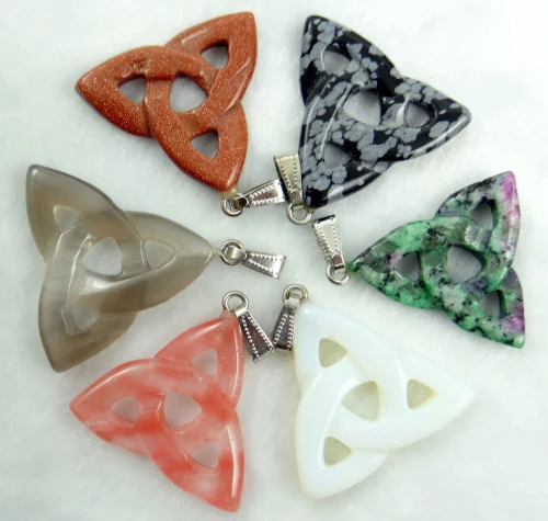 

Wholesale 10Pcs Latest styles Natural stone pendants charms Triangle board opal Agates Roses Quartz Malay jades for diy jewelry