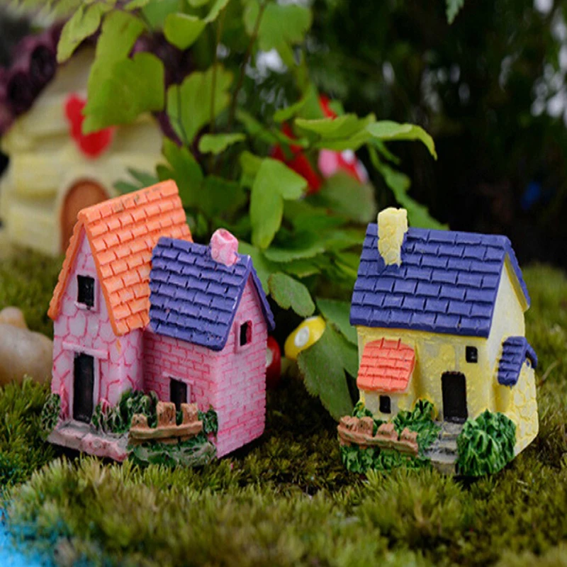 

Mini Castle villa Woodland Fairy Figurines Miniature House Terrarium Figurines Garden Decoration Fairy Garden Miniatures Castles