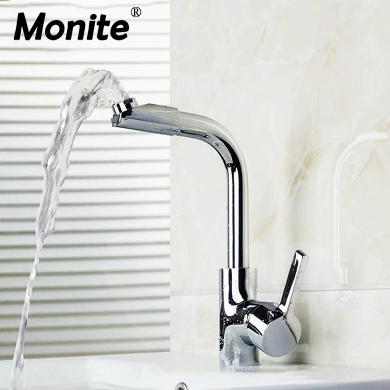 NUOVO Bagno Rubinetto In Ottone Cromato Ruotato Rubinetto Della Cucina Canna Girevole Miscelatore Acqua di Rubinetto Miscelatore Del Bacino