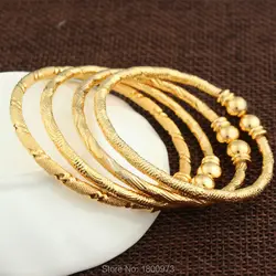 Adixyn New Dubai Gold Baby Bangle Jewelry  For Boys Girls18K Gold Color Ethiopian Kids Bangles Bracelet Jewelry