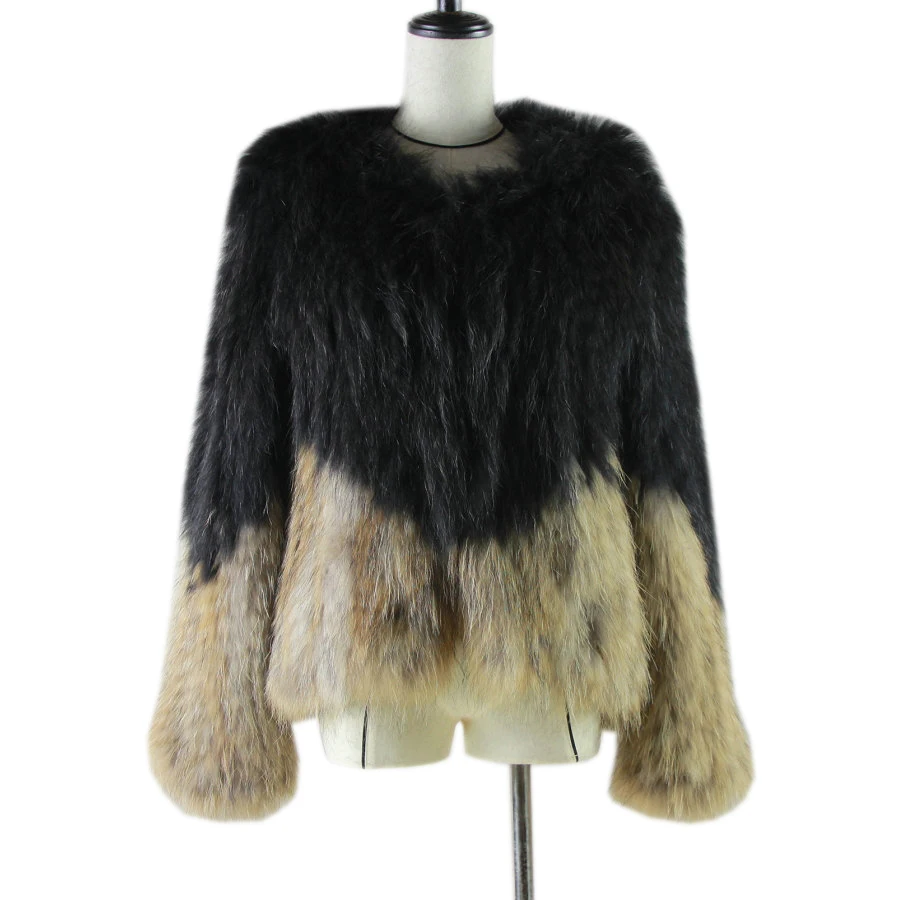 

Harppihop*2018 new women natural raccoon dog fur coat jackets high quakity fashion girl's coat