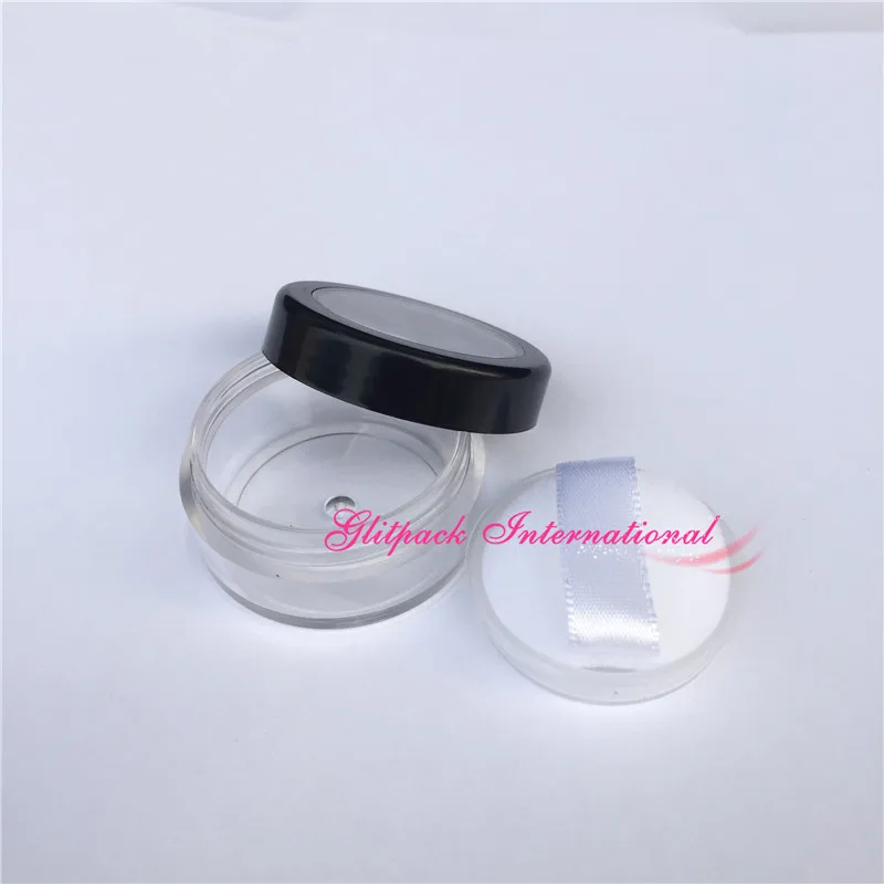 100pcs powder compact container black line makeup loose powder puff refillable empty sample jar 5g mini small jar for cosmetics