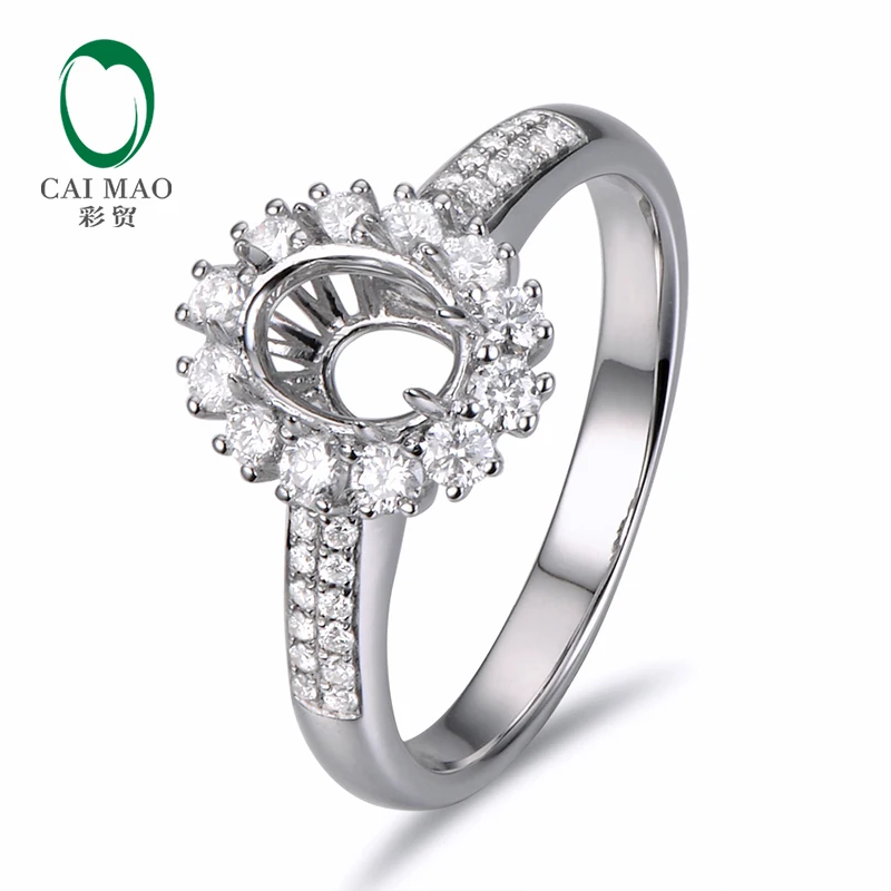 

Caimao 5x7mm Oval Cut Semi Mount Setting Ring 14K White gold Natural 0.56ct Diamond Engagement Jewelry