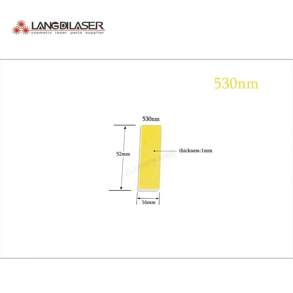 

530nm filter , size : 52*16*1mm , optic filter for IPL , skin rejuvenation filter , laser optic filters