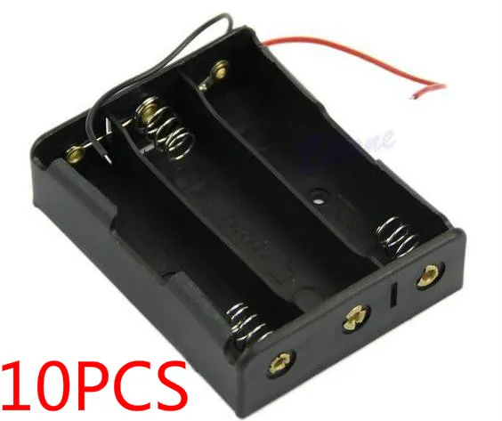 10 PCS 18650 Batterie Fall Lagerung Box Fall Kunststoff Halter Mit Draht Führt für 3x18650 Batterien Löten Cnnecting schwarz Digital