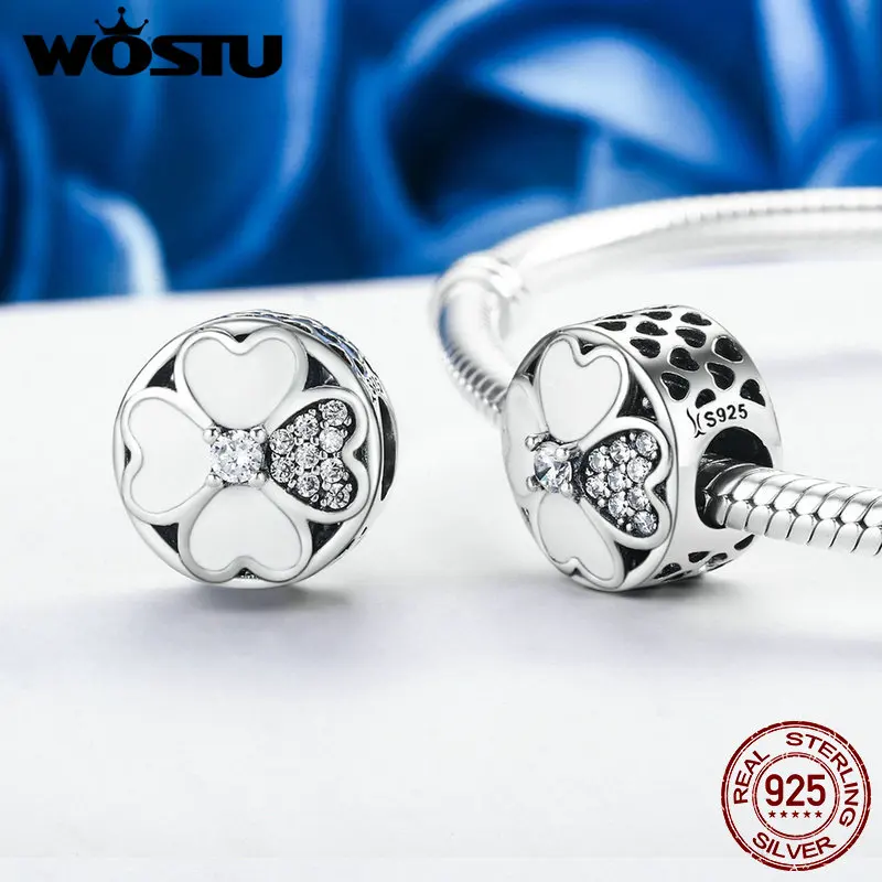 WOSTU High Quality 925 Sterling Silver Heart Petals Beads Fit Original WST Charm Bracelet DIY Jewelry Fine Gift FIC250