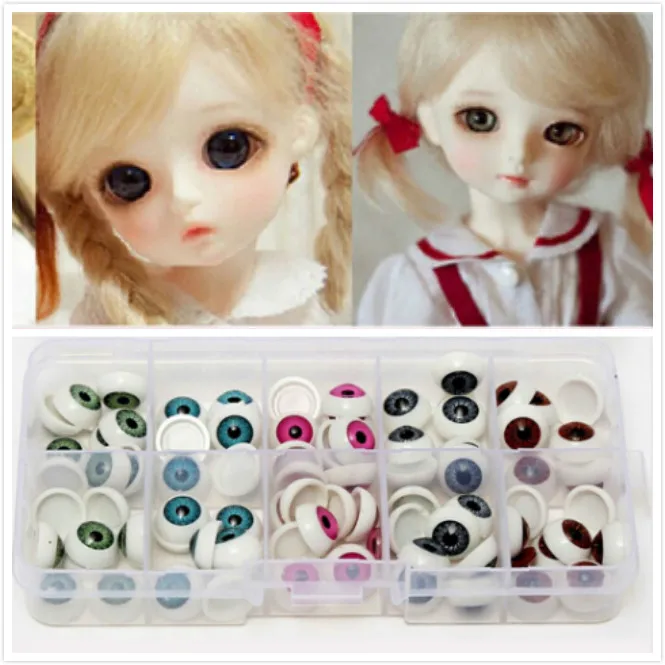 1pairs 12mm Doll Eyeballs Half Round Acrylic Eyes For DIY Doll Bear Crafts Mix Color Plastic Doll EyeBall Doll Toy Parts