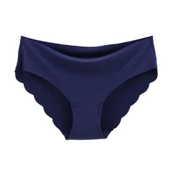 Women Panties Sexy Ruffles Solid Colour Underwear Ice-silk Low Rise Panty Female Seamless Briefs Ultra-thin Lingerie For Ladies