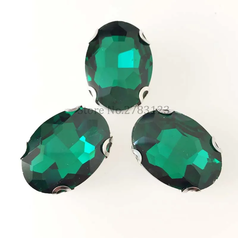 Malachite green D claw sew on stones,oval shape glass rhinestones with four ,Free shipping