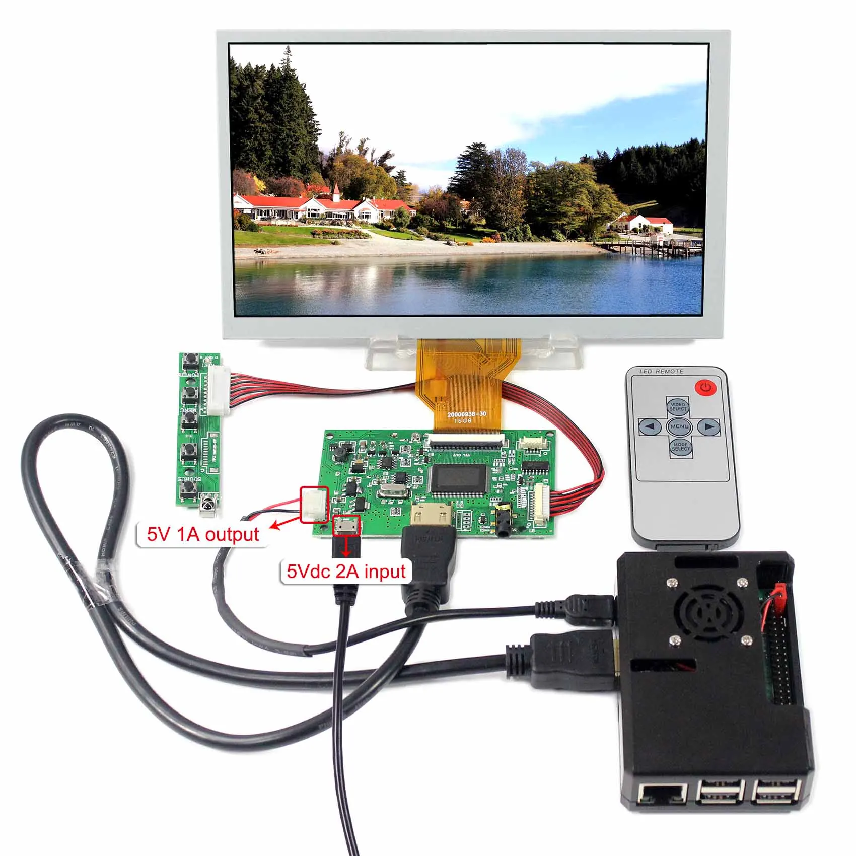 8 inch 800X480 LCD AT080TN64  with Board HD MI LCD Controller  board Fit To Raspberry Pi