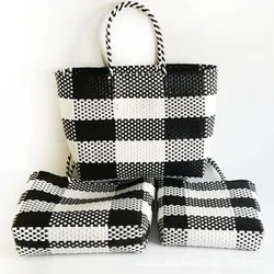 Summer big handbags Handmade plastic Beach Bag Basket Bags Rural Countryside Vacation Totes Waterproof woven shopping bag