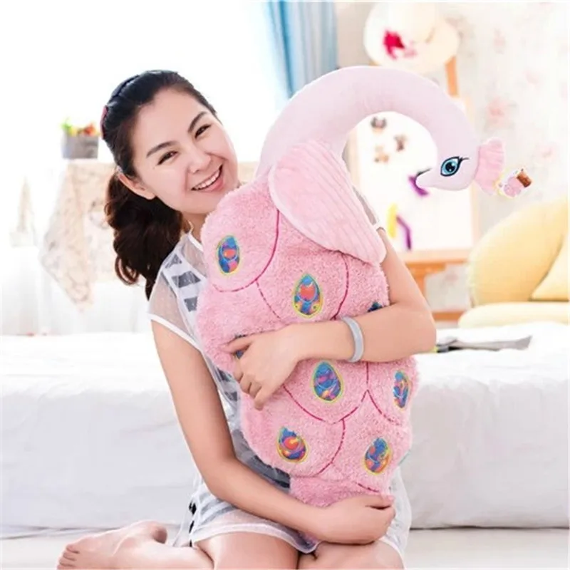 stuffed plush toy large 80cm pink peacock plush toy soft throw pillow Christmas gift b0566