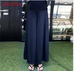 Calça feminina, nova roupa feminina moda maternidade, pernas largas, cintura alta, macia, azul, verão, escritório