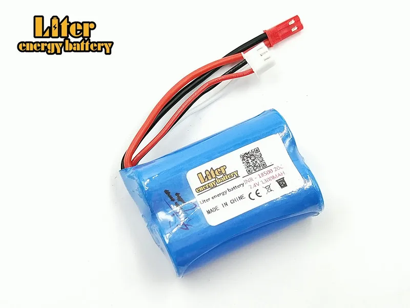 5PCS 7.4V 1300mAH 18500 20C Lipo Battery For MJX T10 T11 T34 HQ 827 871 Remote control helicopter battery 7.4 V 1300 mAH battery