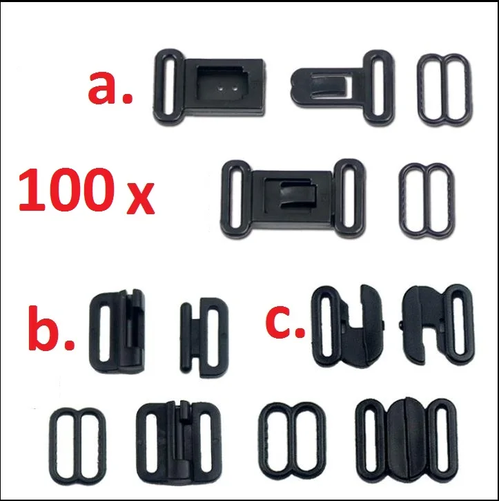 

100 sets bow tie plastic buckles handmade ribbon adjustable diy material bra underwear straps hook clasp slide clips 12mm width