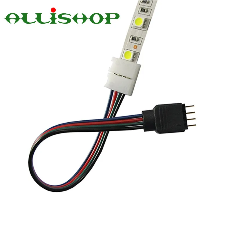 1 stks 15 cm 5050 RGB 4 pin LED Strip Licht connectoren Strip naar Power Adapter 4 Dirigent 10mm Brede connector