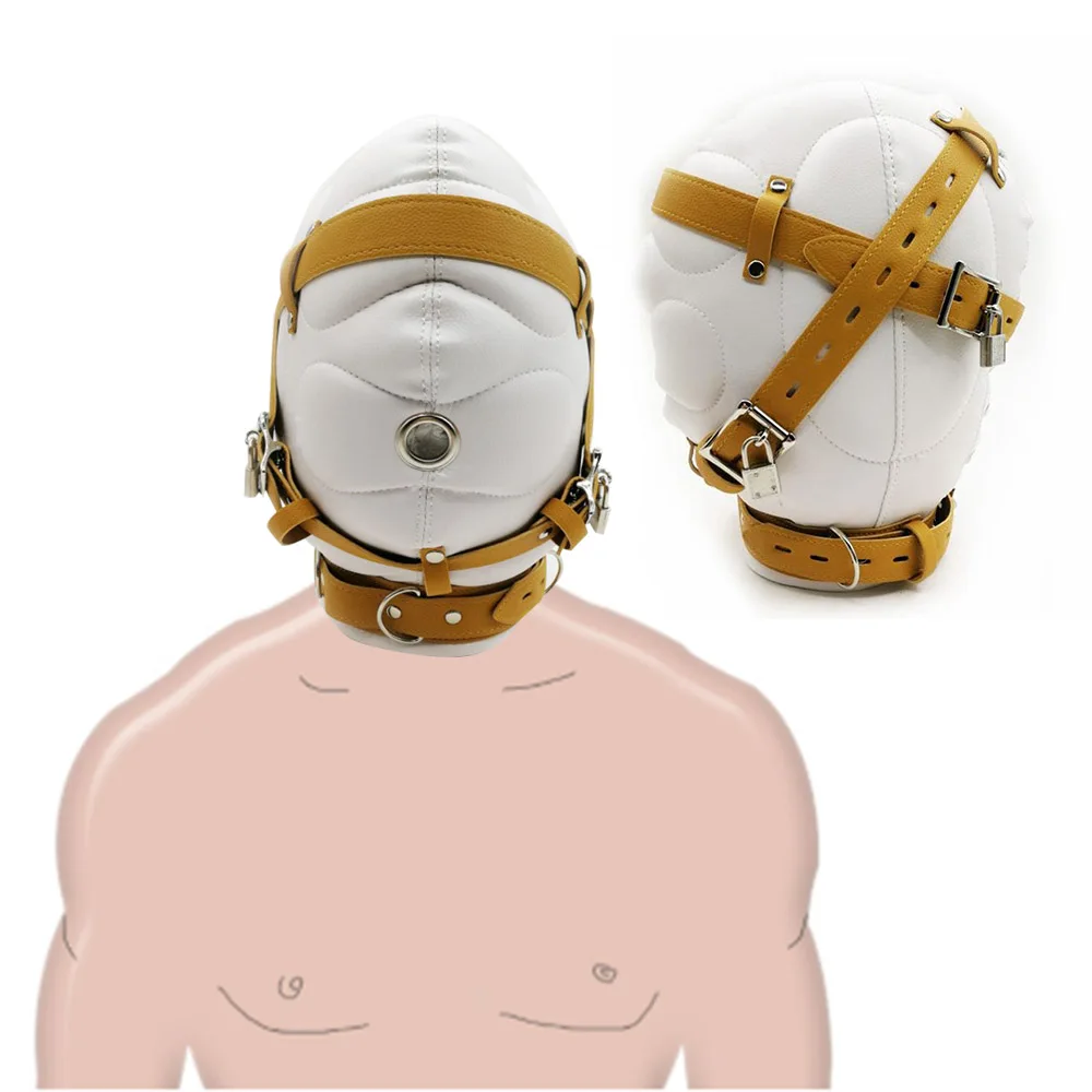 Enclosed Headgear Adult Games Products Soft Sexy Fetish PU Leather Restraints Hood Mask Slave Gay Sex Toys Bdsm Bondage L1