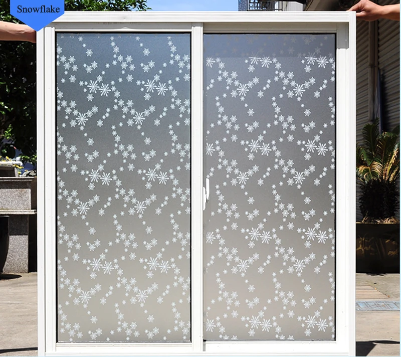 

Snow White No Glue Static Glass Film, Frosted Window Stickers, Snowflake,Thick UV Sunscreen Repeat Film,Opaque Bathroom,45-120cm