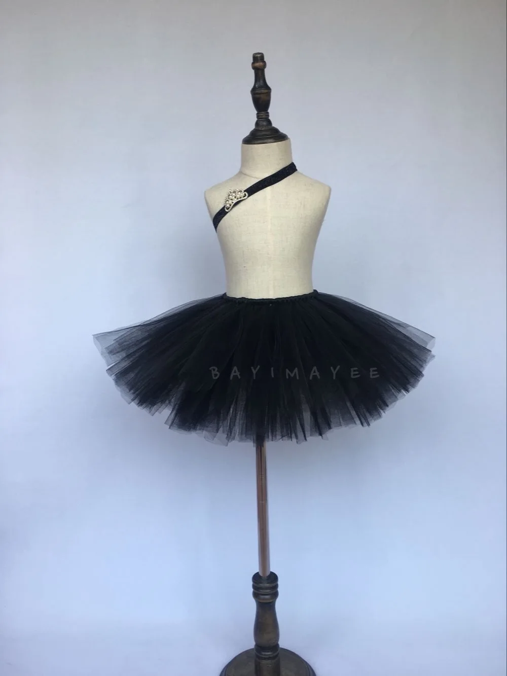 Baby Black Tutu Skirts Girls Handmade Fluffy Tulle Ballet Pettiskirt with Crown Hairbow Kids Birthday Halloween Party Costumes