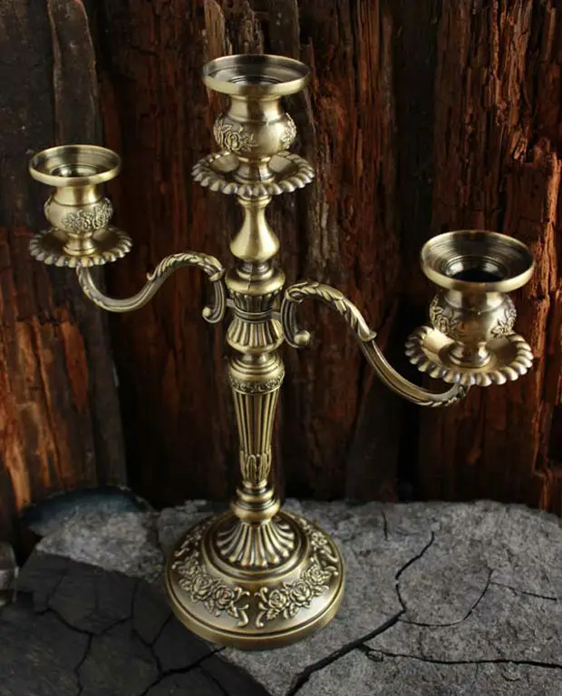 Bronze Floral Carved Metal Candlesticks, Candle Holder, Vintage Candelabra for Home Decoration, 3 Arm, 5 Arms, 35cm, ZT2012