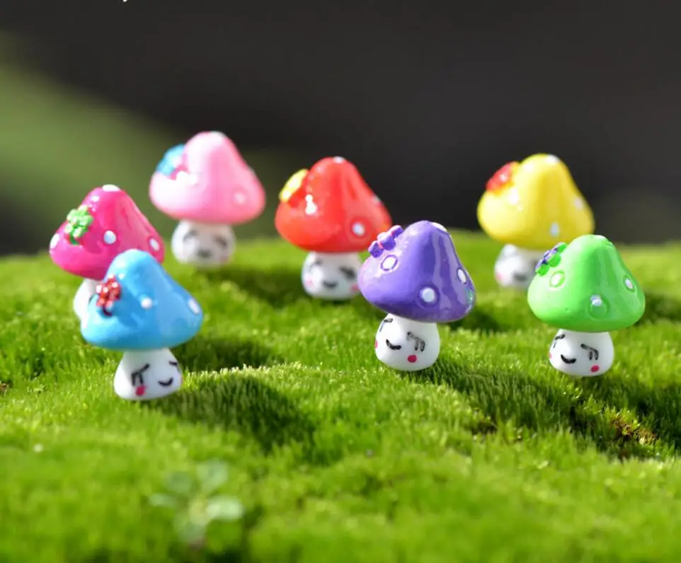 

50pcs Shy Mushrooms For Moss Terrarium Fairy Garden Home Crafts Bonsai Doll House Miniatures Decoration