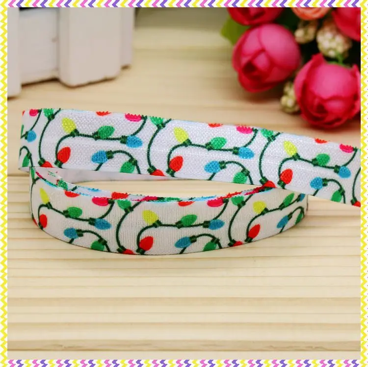 

5/8 дюйма, складная эластичная повязка на голову с рисунком в рождественском стиле, украшение для рукоделия, шитье OEM P4650