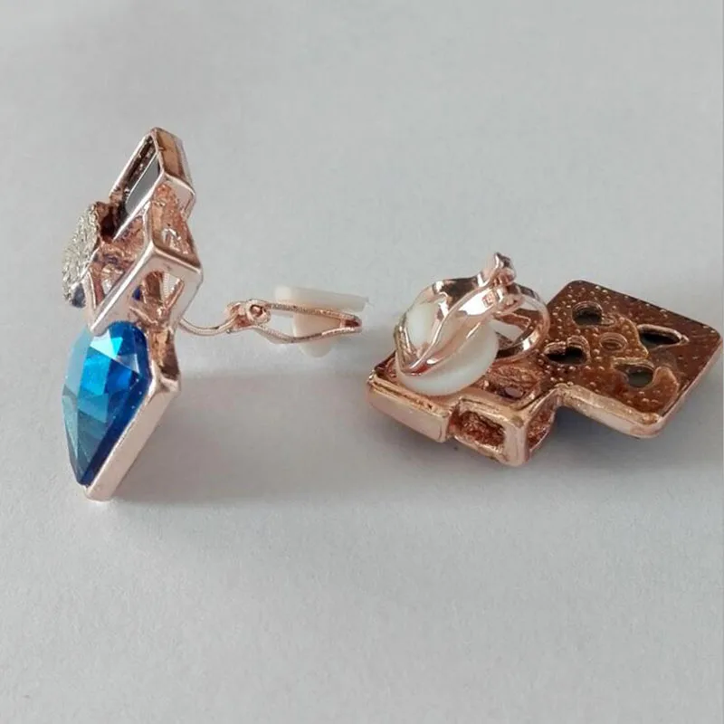Fashion Clip on Earrings, Sparking Rhinestone Elegant Geometry Square No Pierced Earrings Ear Clip for Women Fine Jewelry Gift