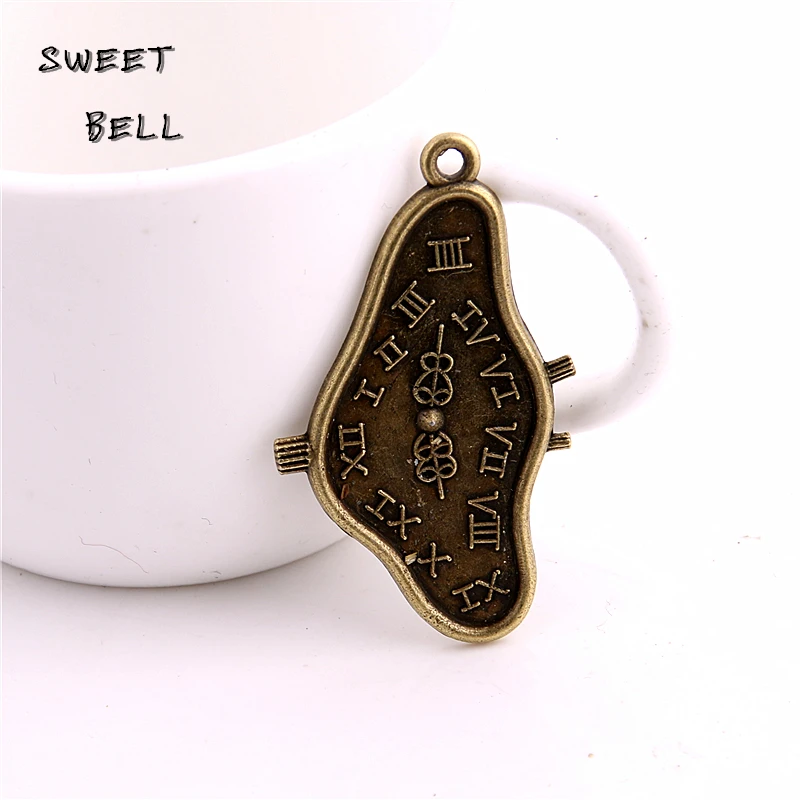 SWEET BELL 20 Pcs/lot Antique Bronze Color 25*43MM Clock Shape Charms Pendants for Necklace & Bracelet D6138