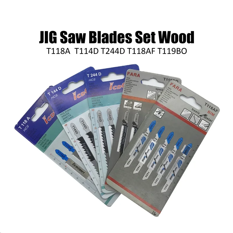 

5Pcs/set T118A T144D T244D T118AF T119BO Jig Saw Blades Set Wood Fast Cutting Reciprocating Saw Blade