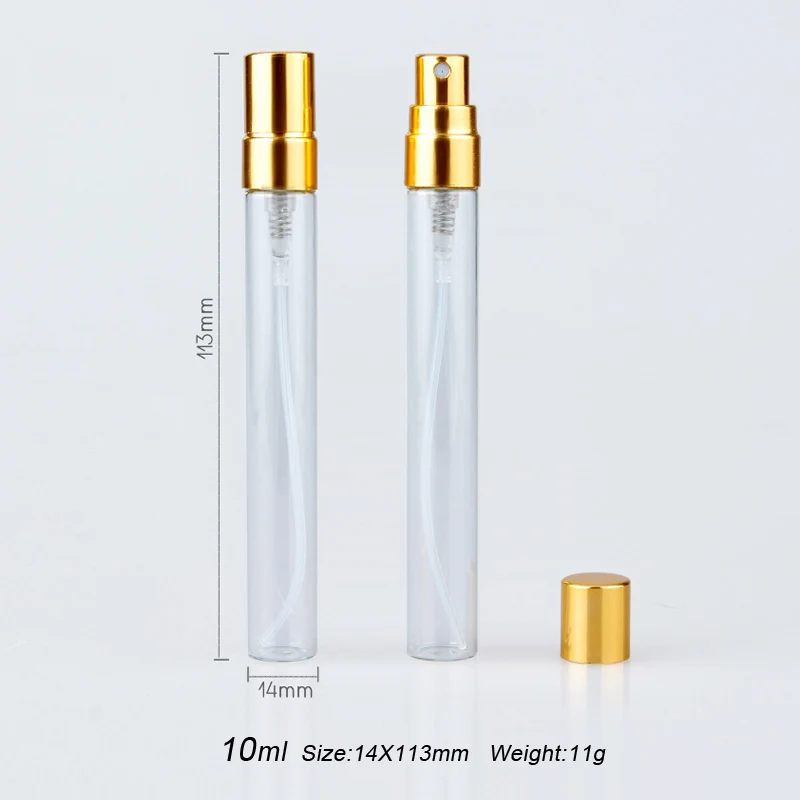 50 pezzi/lottp flacone di profumo da 10ML con scatole di carta con Logo personalizzabile flacone di profumo in vetro Spray atomizzatore vuoto