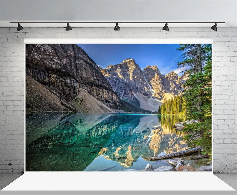 

Laeacco Sunny Mountains River Forest Landscape Photography Backgrounds Vinyl Custom Photographic Backdrops For Photo Studio