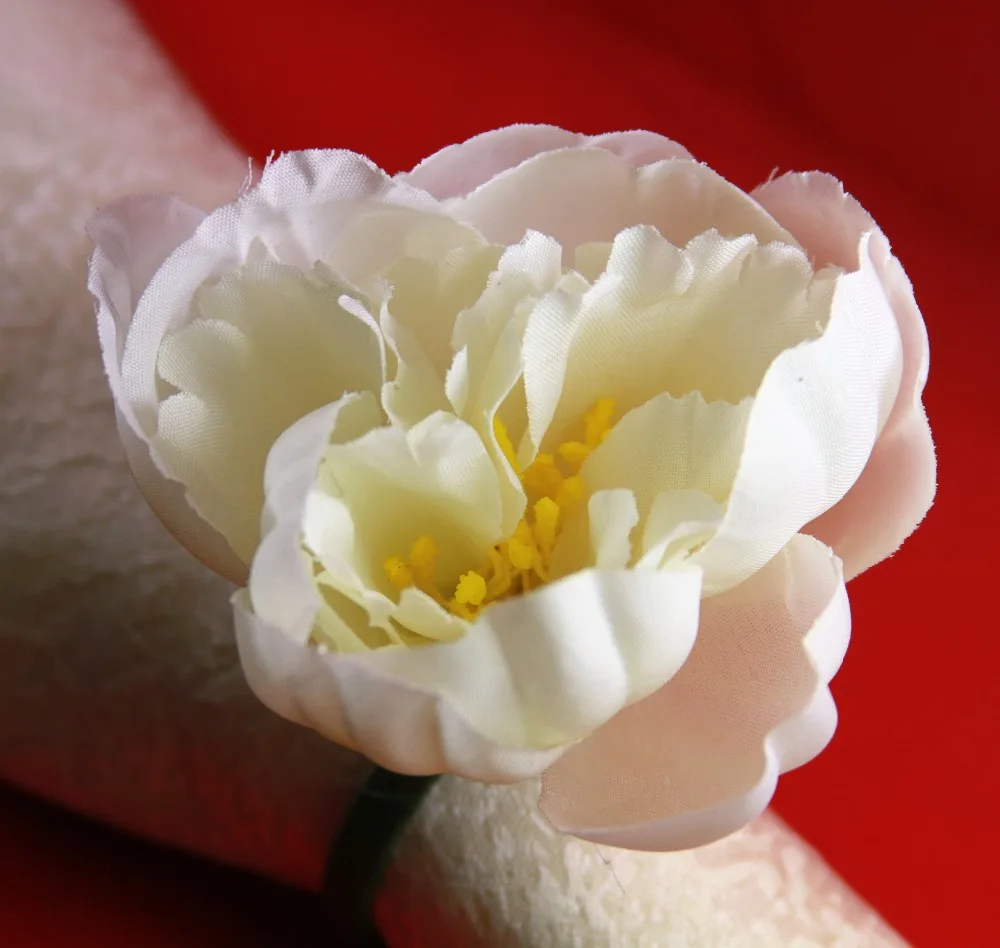 

white rose napkin ring wedding napkin holder for decoration free shpping