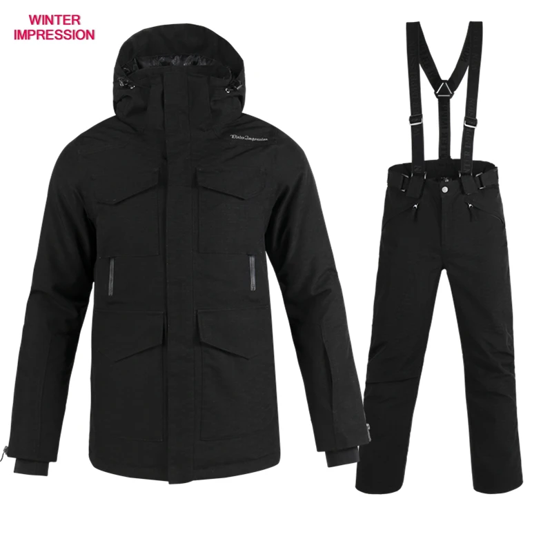 Brand Ski Sets Men's New Double Board Snowboard Jacket+Pants Adult Snow Clothing Waterproof Warm Resist -30 Degree Male Ski Suit