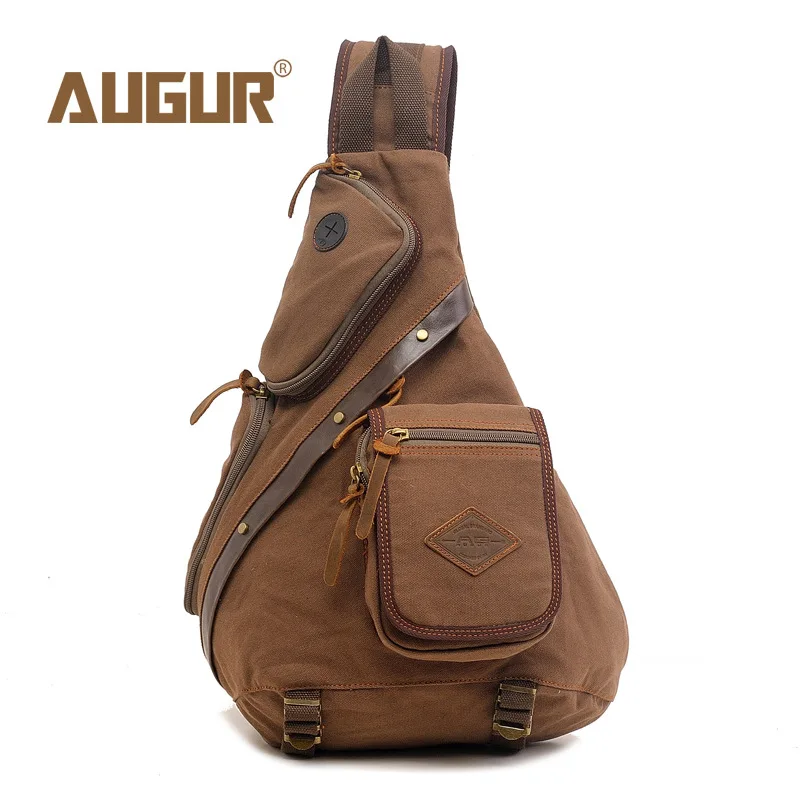 AUGUR Hot Sale Men Chest Back Pack Bag vintage Satchel Single Shoulder Bag Canvas Man Rucksack Knapack Bolsas Male